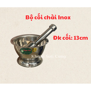 Bộ cối chày gỗ, cối chày inox đâm tiêu giã tỏi ớt
