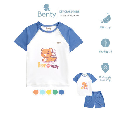 Cộc tay cài chéo size lớn 5-6Y in hình BENTY mềm mịn mát, đồ bộ cho bé trai bé gái chính hãng