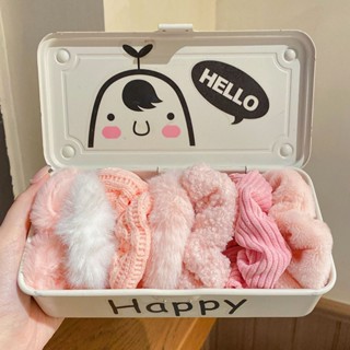 Set 5 cái Scrunchies Set Cột Tóc Vải Xinh Xắn Dễ Thương Hot Trend Hàn Quốc, tone hồng trắng