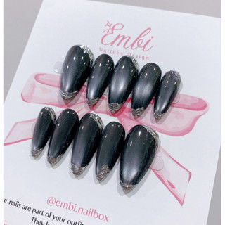  Nail Box Mắt mèo đen ánh trăng tráng gương cá tính Nữ Embi.nailbox E052 