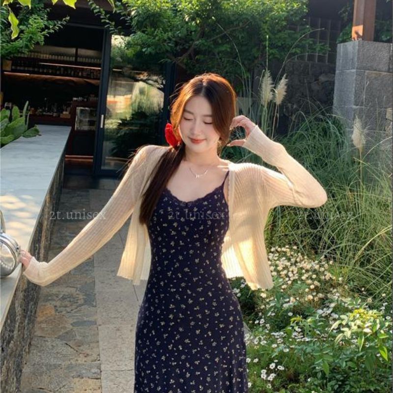 Áo Khoác len áo Cardigan mỏng 1 cúc dáng ngắn lửng , Áo len mỏng dài tay cài khuy khoác ngoài hàng q