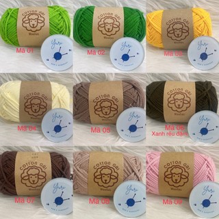  Sợi Cotton Gai 3mm 100g Móc Túi Siêu Đẹp Bảng Màu Ngọt Ngào 