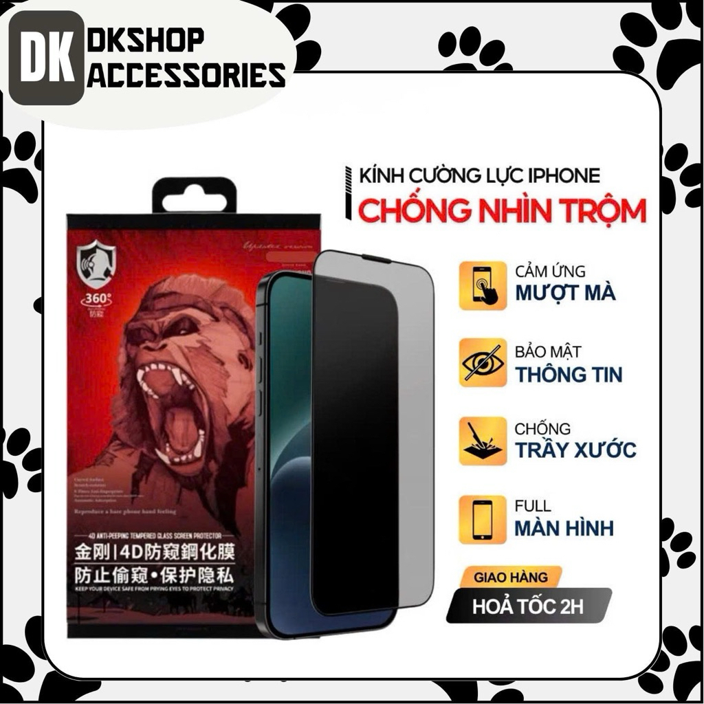 Kính Cường Lực IPhone Chống Nhìn Trộm VNWEKOME DK SHOP - Bảo Vệ Full Màn, Chống Trầy Xước