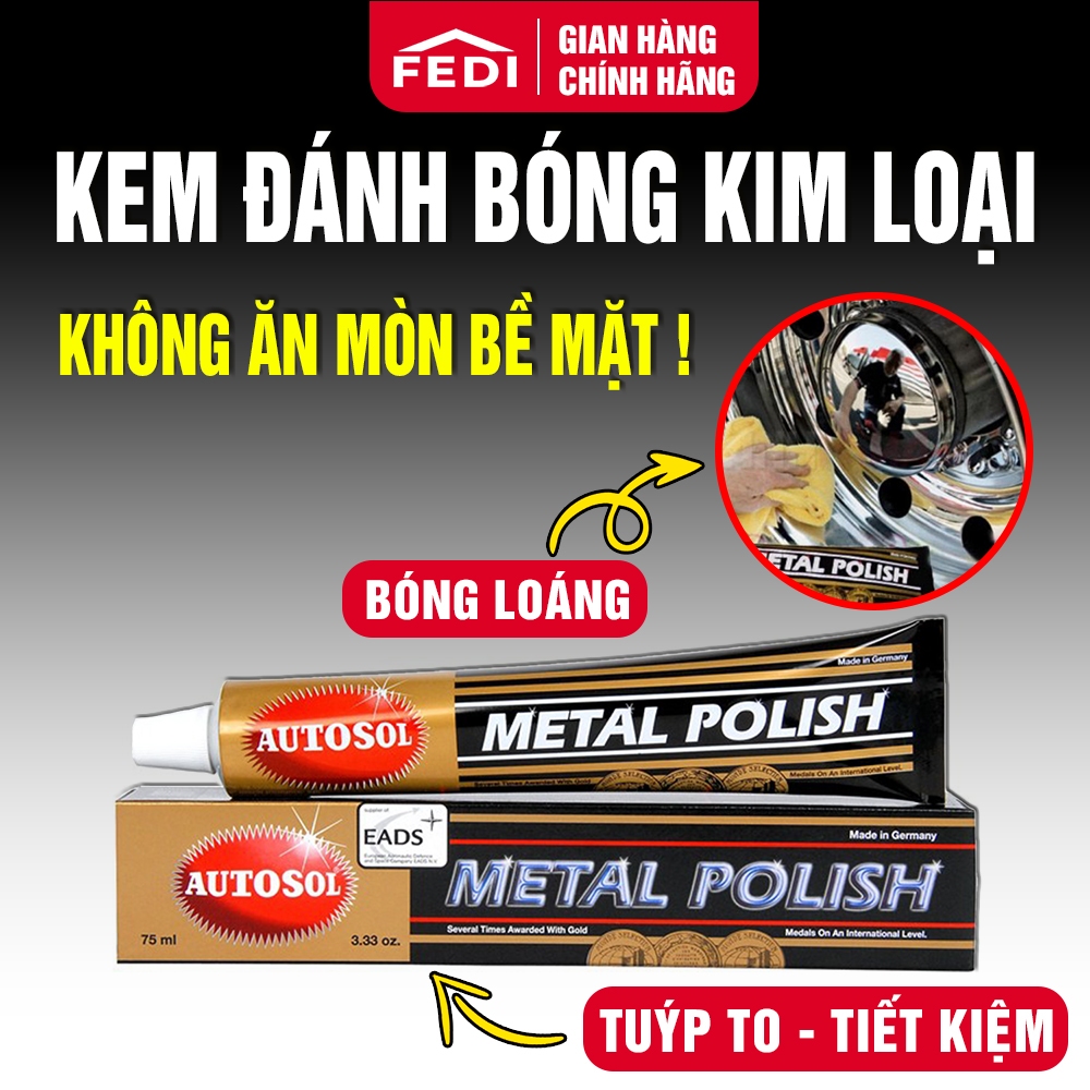 Kem đánh bóng Autosol Metal Polish kem đánh bóng kim loại, làm sáng inox, nhôm chính hãng từ Đức