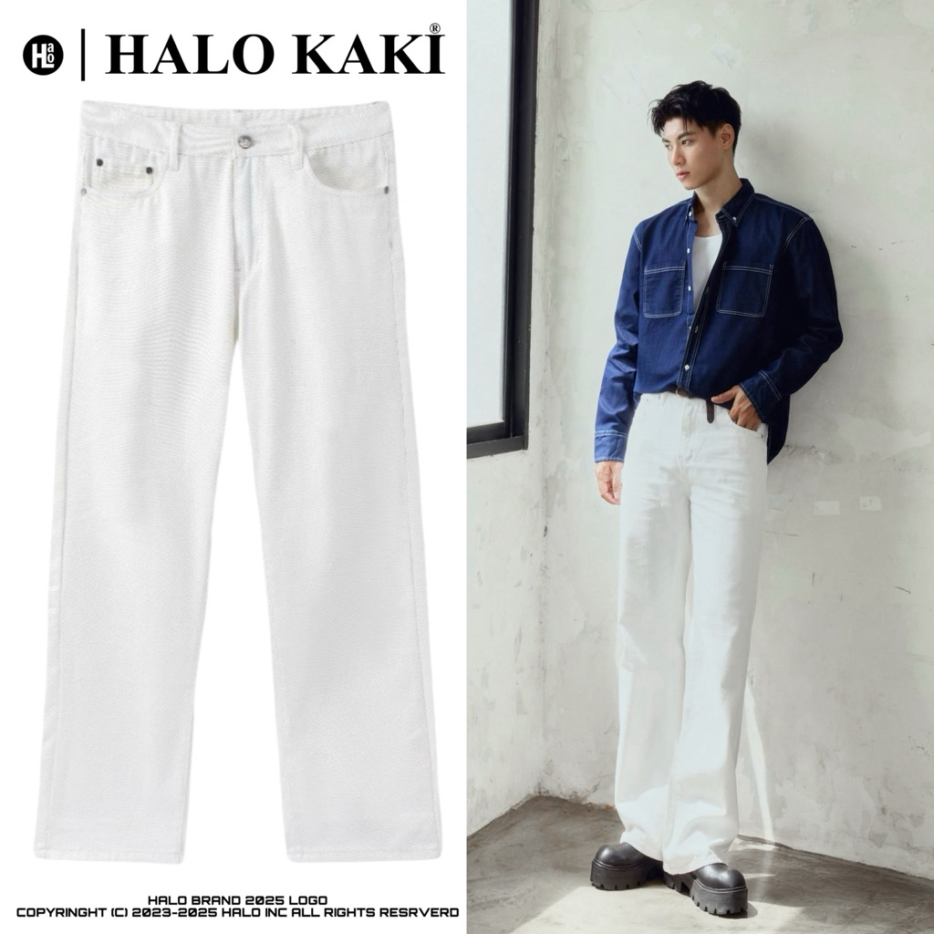 [FULL MÀU] QUẦN JEANS TRẮNG/ĐEN BAGGY TRƠN  (VẢI CAO CẤP) - FORM BAGGY SUÔNG ỐNG RỘNG BASIC NAM NỮ HALO KAKI | BigBuy360 - bigbuy360.vn