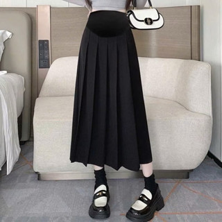  Chân váy bầu dáng dài xếp li bản to sang chảnh chất ruby Hàn mềm đẹp - Chân váy bầu có đáp bụng mẹ bầu mặc đi làm đi ch 