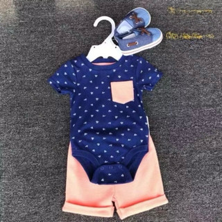 [THANH LÝ]- Set đồ 3 chi tiết bé trai size 0-9m