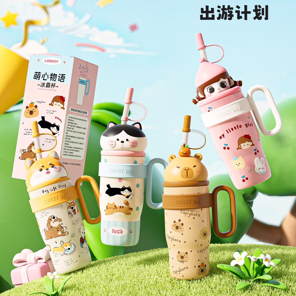 Ly giữ nhiệt cao cấp hoạ tiết dễ thương 800ml