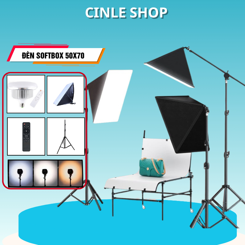 Đèn livestream Studio Softbox vuông 50x70 cung cấp ánh sáng đều, mềm, mịn -livestream quay video chuyên nghiệp-BH 12T