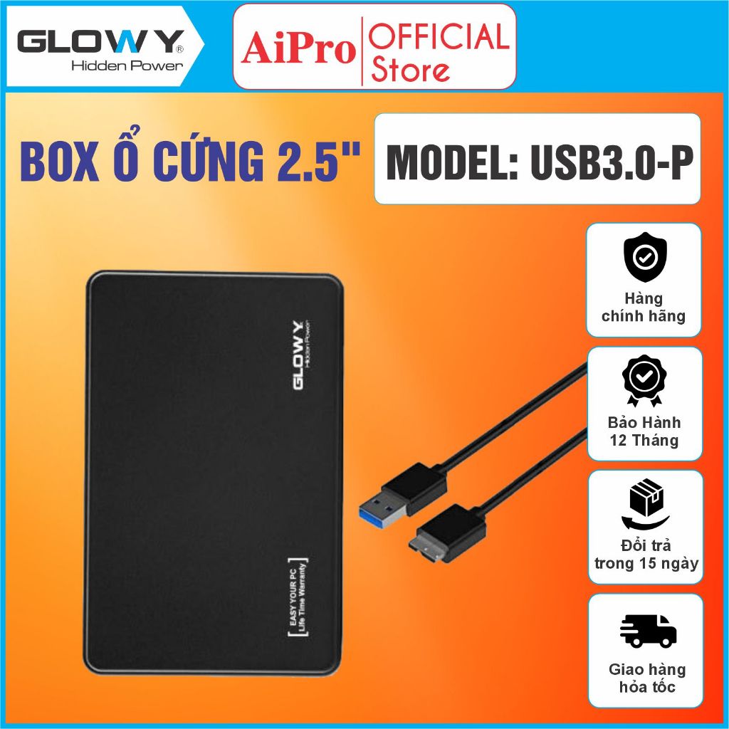 Box đựng ổ cứng Glowy SSD / HDD Box 2.5"  Chuẩn Sata III USB 3.0 - Chính hãng - Bảo hành 12 tháng!!! | BigBuy360 - bigbuy360.vn