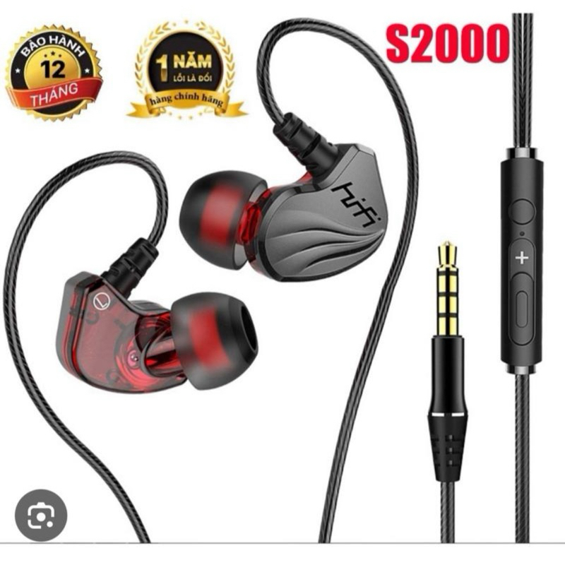Tai nghe 3.5 S2000 âm thanh sống động, bass dày, đeo lâu không bị đau tai