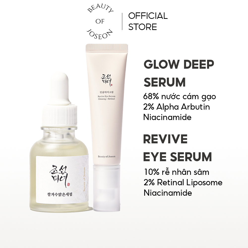 Combo Beauty of Joseon Glow Deep Serum Glow Deep Seum Rice + Alpha-arbutin 30ml & Revive Eye Serum G