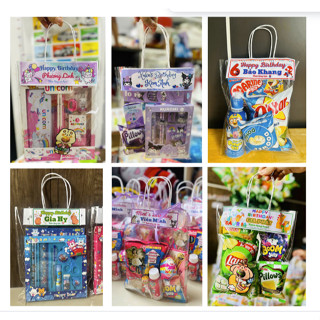   hoatocHCM  set 5 Túi quai xách đựng quà Sinh Nhật thiết kế  chỉ  in 1 mặt  