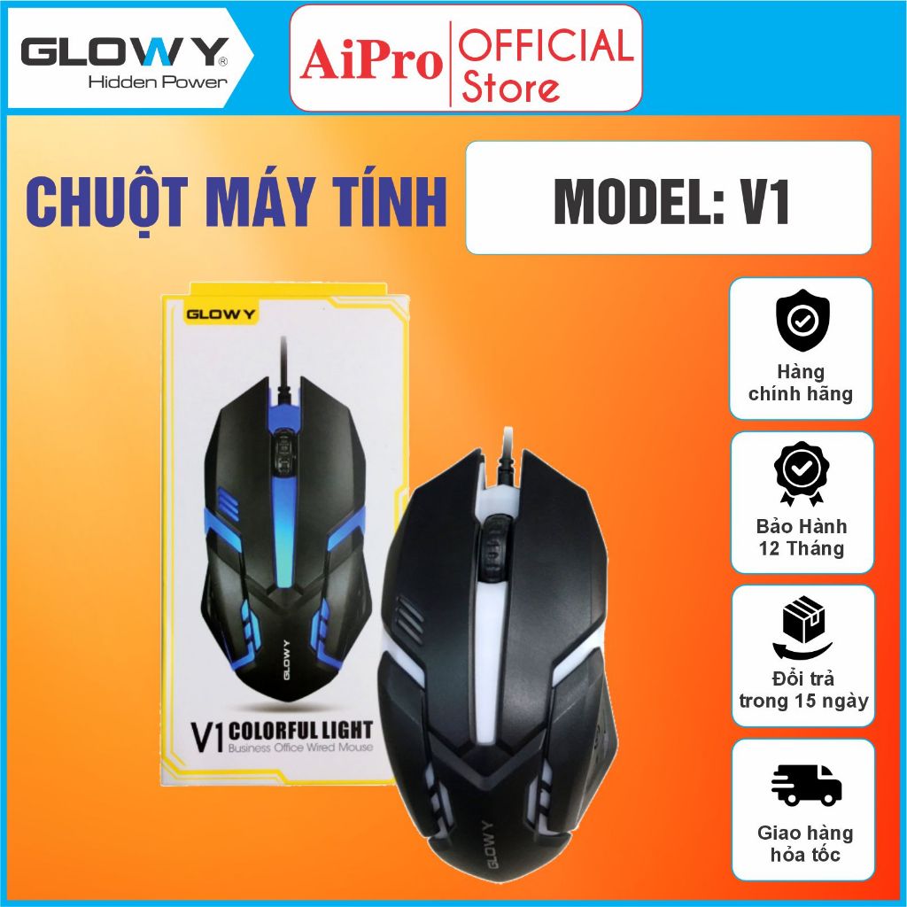 Chuột Gaming chính hãng Glowy, T-WOLF, Model: V1|LED RGB|USB - Bảo hành 1 năm