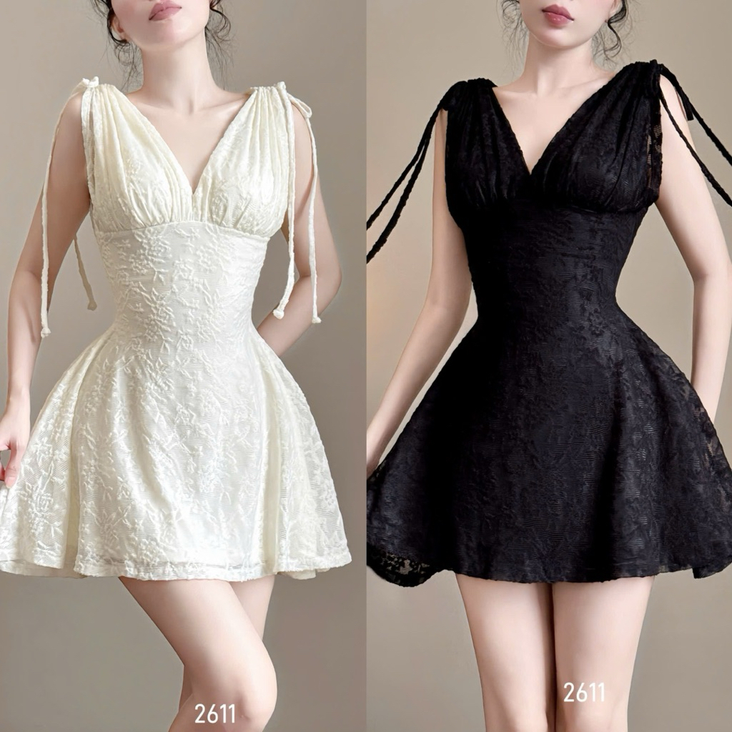 𝐍𝐄𝐖 𝐀𝐑𝐑𝐈𝐕𝐀𝐋 ✨ CAM KẾT CHUẨN HÌNH (𝐎𝐑𝐀𝐍𝐆𝐄 𝐒𝐓𝐔𝐃𝐈𝐎𝐒 ) - Đầm Ren Dây Rút Dáng Xoè Ngắn