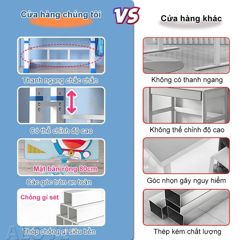 ALOVE Bộ bàn học chống gù bàn làm việc cho bé Thiết kế chắc chắn, nâng hạ dễ dàng ngồi đúng tư thế | BigBuy360 - bigbuy360.vn