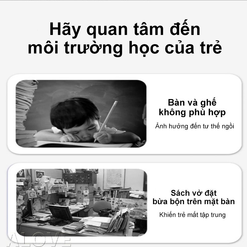 ALOVE Bộ bàn học chống gù bàn làm việc cho bé Thiết kế chắc chắn, nâng hạ dễ dàng ngồi đúng tư thế | BigBuy360 - bigbuy360.vn