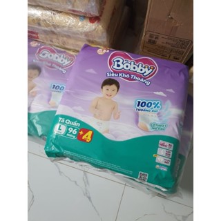 Bỉm quần Bobby jumbo L 96+4 miếng và L 96 miếng kèm quà 1 chai sữa tắm như hình 