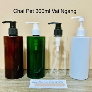 Chai lọ nhựa 300ml Vai Ngang Vòi Nhấn Màu Nâu/Xanh/Trong/Sứ - Đựng dầu gội,sữa tắm-Chất lượng-Giá rẻ-Nhựa cứng-Hàng Đẹp