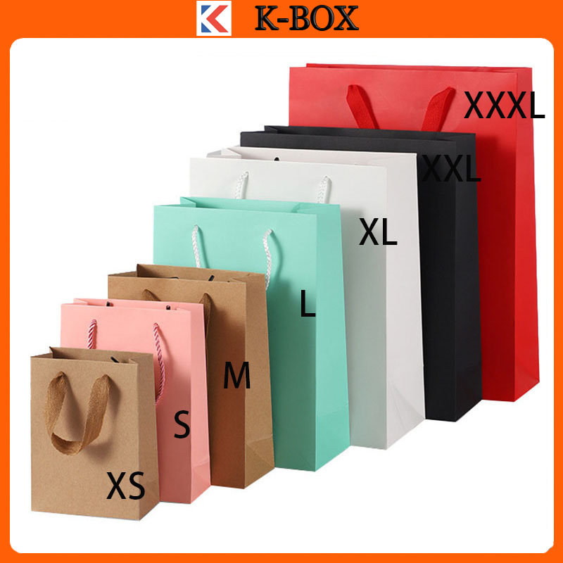 combo 5🔥 Túi giấy kraft dày 260gsm cao cấp túi quà tặng màu đen trắng kraft