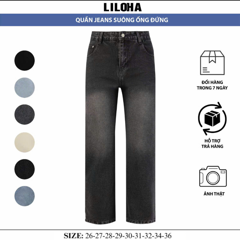 QUẦN JEANS XUÔNG ỐNG ĐỨNG LILOHA WASH NHIỀU MÀU QX01 | BigBuy360 - bigbuy360.vn