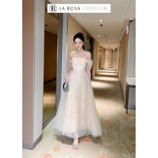  La Rosa Váy Ren Hoa Dự Tiệc Sang Chảnh Đầm Maxi Trễ Vai Dáng Dài Đính Đá Tiểu Thư Mặc Đi Cưới T170 