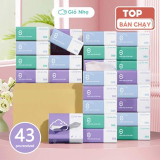 Thùng 43 gói giấy ăn rút Gió Nhẹ 3 màu cao cấp 4 lớp dày dặn, mềm mịn