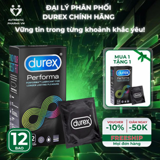 (Mua 1 tặng 1) Hỏa Tốc Bao cao su Durex Performa Kéo Dài CuộcYêu,ChấtLượngĐỉnhCaosize52mm,hộp12bao -AuthenticPharmaVN