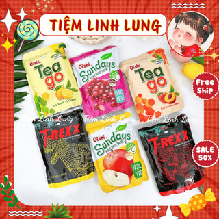   COMBO 5 TÚI  Nước oishi Tea Go Sunday T-Rex vị chanh đào táo nho vải  gói 180ml  kèm ống hút 