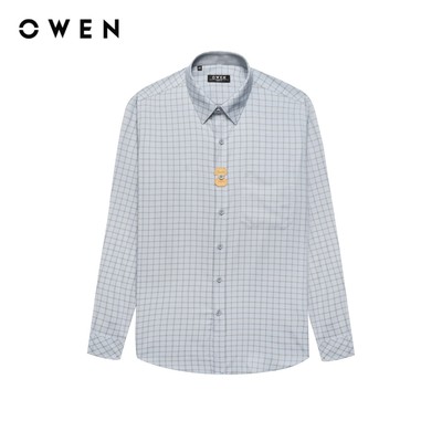 Owen - Áo sơ mi dài tay Regular Fit AR250062DT màu Xanh chất liệu Spandex