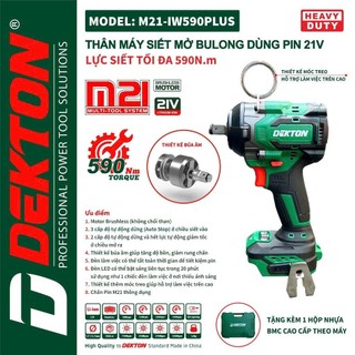  Máy Siết Bu Lông Pin Dekton 590Nm M21-IW590 PLUS Đầu 1 2 Không Chổi Than BH 6T 