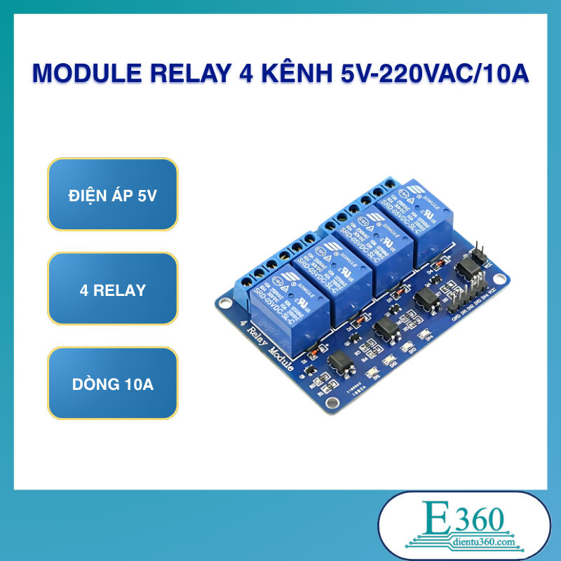 Module Relay 4 Kênh 5V - 220VAC / 10A