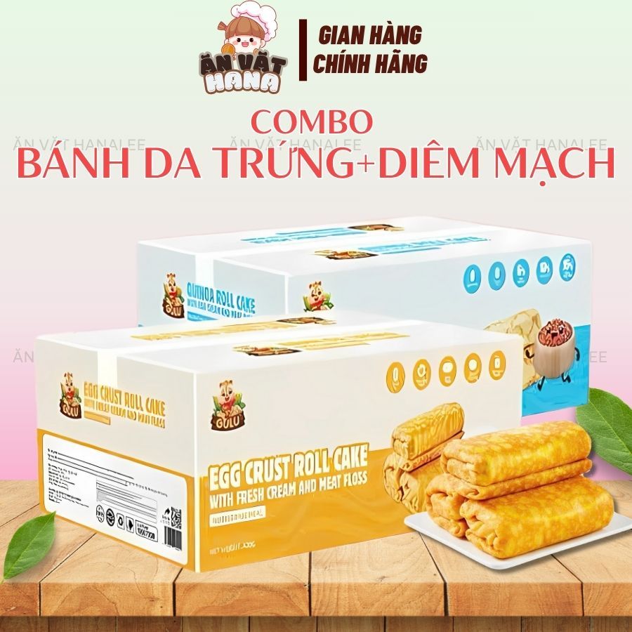 Bánh Trứng Cuộn Chà Bông, Bánh Diêm Mạch của Gulu Foods - Ăn Vặt Hanalee