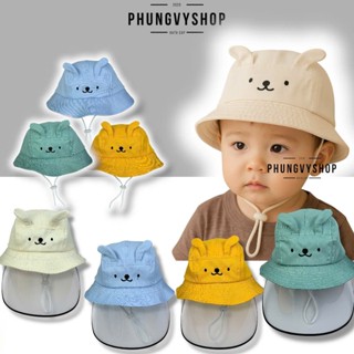  Bé 1-2 Tuổi- Mũ nón bucket tai bèo vành chắn giọt bắn bụi trẻ em trai gái phungvyshop-   Bo nhí CÚN MẶT CHỮ NHẬT  
