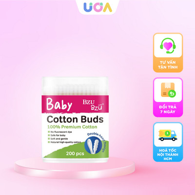 Tăm bông cotton em bé Bzu Bzu Cotton Buds 200 que (Hủ)