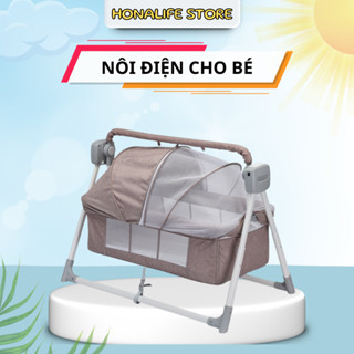Nôi điện cho em bé, Nôi điện đu đưa tự động có điều khiển từ xa kết nối Bluetooth Honalife Store