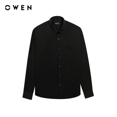 Owen - Áo sơ mi dài tay Regular Fit AR250010DT màu Đen chất liệu Modal