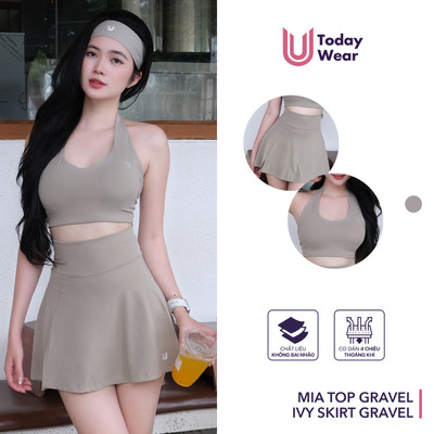 Set bộ đồ tập gym yoga nữ áo bra Mia Top gravel mix chân váy Ivy Skirt gravel Today U Wear thể thao
