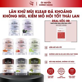  Lăn Khử Mùi Đá Khoáng Deo Klear 70g Thái Lan Giảm Tiết Mồ Hôi Khô Thoáng Cả Ngày 