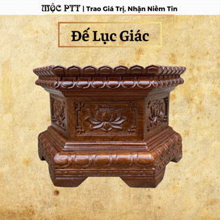  Đôn Lục Giác Hoa Sen gỗ Hương Đá màu Óc Chó kích thước mặt 20 25 30 35 cao 20 cm 