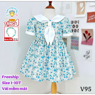 Váy bé gái mùa hè mẫu ngắn tay, Đầm bé gái thiết kế sành điệu ,vải mềm mát mẻ, Size to 1-10 tuổi