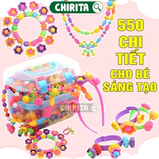  Đồ Chơi Lắp Ghép Trang Sức Xâu Vòng Hạt 550 Chi Tiết - Đồ Chơi Xâu Vòng Cho Bé Gái Làm Vòng Tay Vòng Cổ Chirita 
