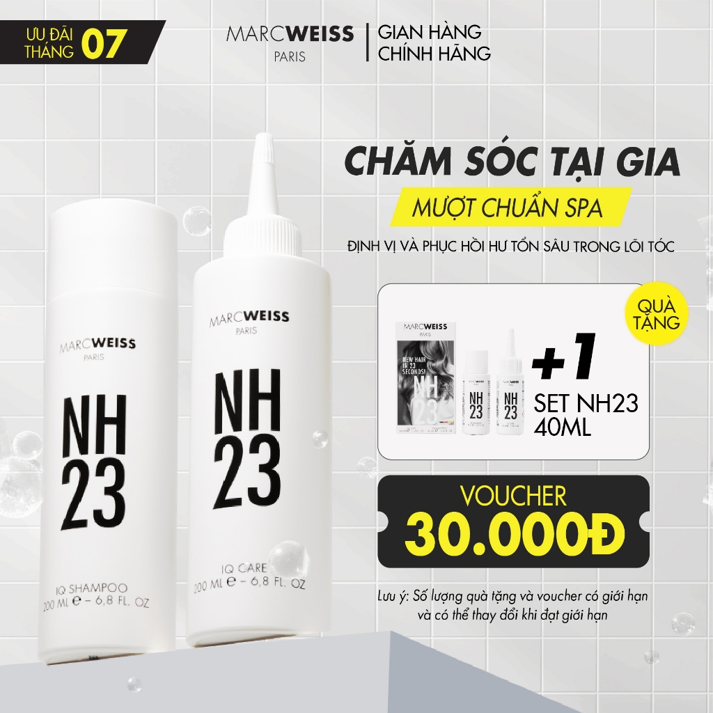 Bộ Dầu gội và Nước Thần Treatment NH23 IQ REPAIR KIT MarcWeiss 200ml Phục Hồi Tóc Hư Tổn Sau 23s