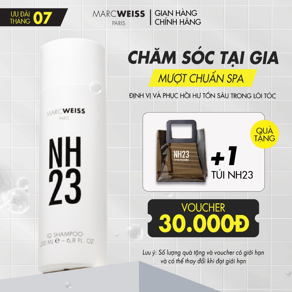 Dầu gội NH23 IQ SHAMPOO 200ml hỗ trợ cung cấp độ ẩm, dưỡng chất, giúp bóng mượt cho tóc hư tổn dàn