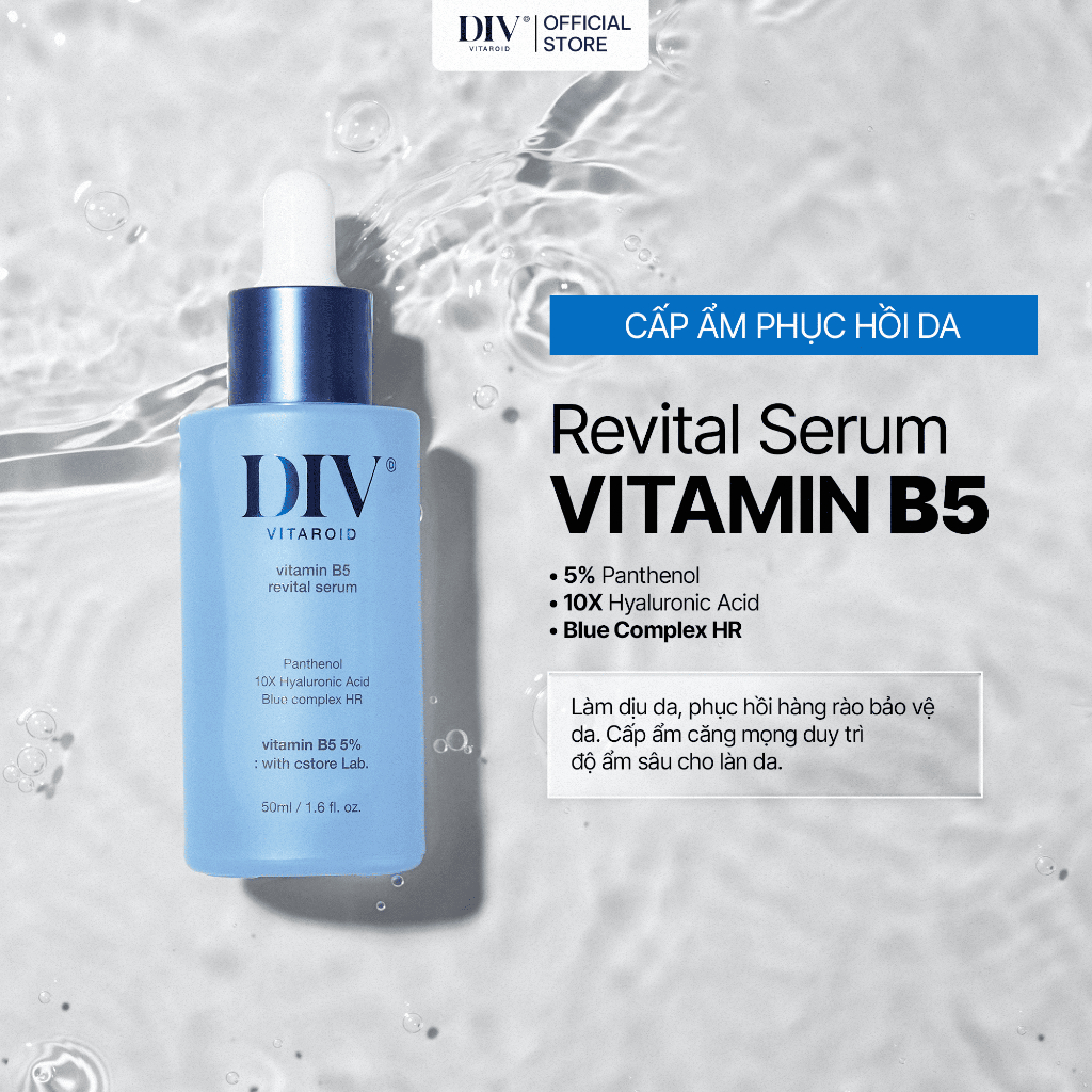   VHL x DIV  Serum DIV Vitamin B5 Hỗ Trợ Dưỡng Ẩm Cải Thiện Độ Đàn Hồi Da 50ml Tặng Kem Dưỡng Dưỡng Ẩm DIV Vitamin B5 50g 