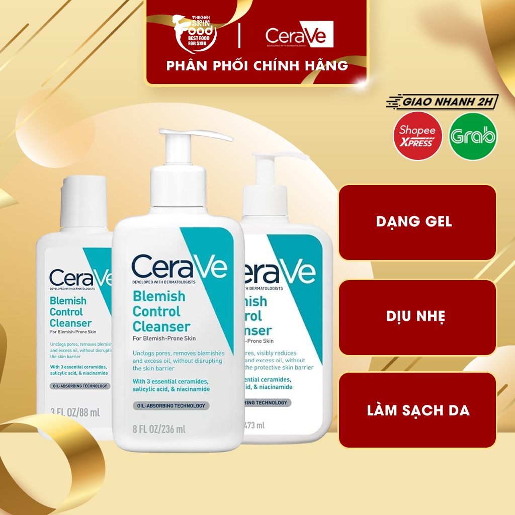 Sữa rửa mặt Cerave hỗ trợ giảm mụn Blemish Control Cleanser