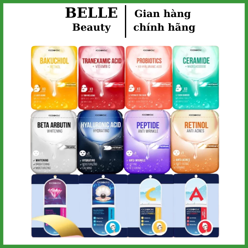 Mặt nạ giấy dưỡng ẩm, dưỡng trắng da Hàn Quốc Foodaholic Mask (Vitamin A,B,C,D,E,K, Tổ yến)