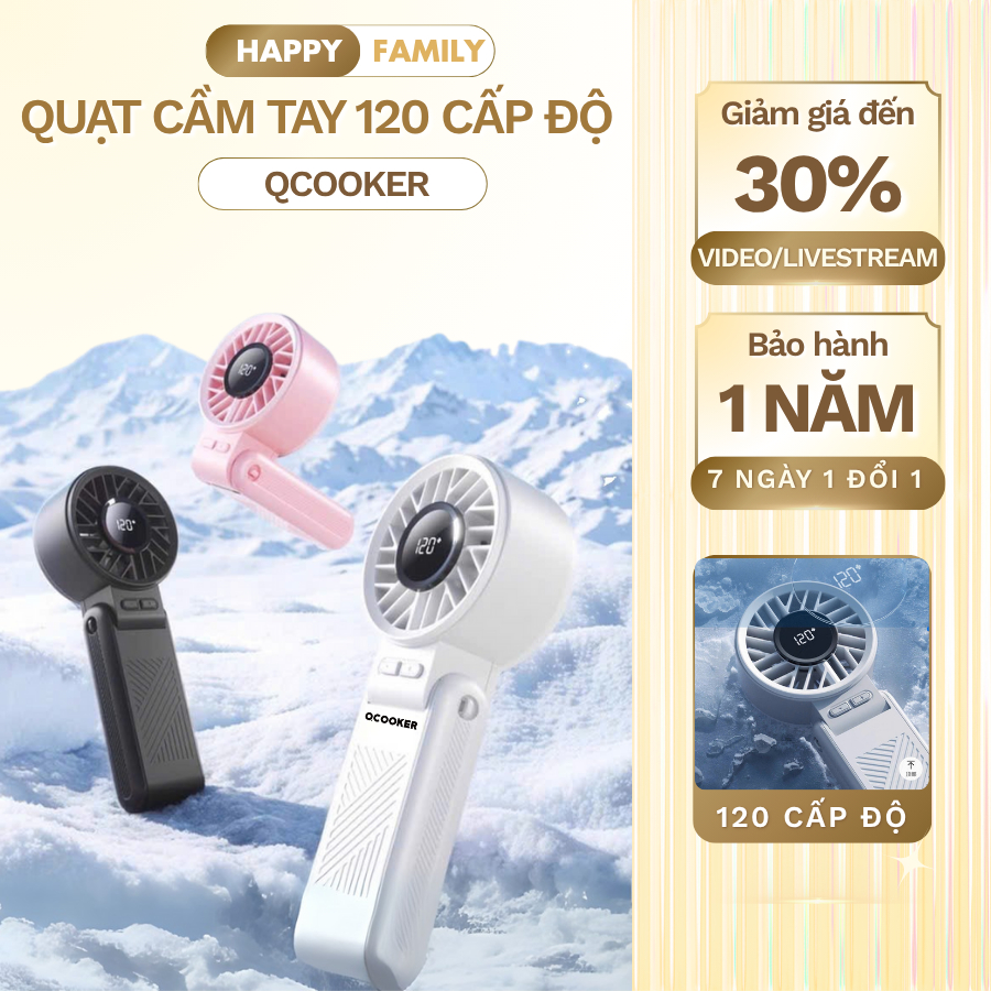 Quạt tích điện gấp gọn cầm tay quạt mini để bàn pin 4000mah, 120 cấp độ gió mát lạnh dùng liên tục lên tới 6h