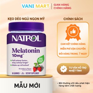 Viên Kẹo Dẻo Ngủ Ngon Natrol Melatonin 10mg Mỹ vị dâu Hỗ trợ giấc ngủ ngon và sâu, giúp cải thiện trí nhớ hộp 90 viên