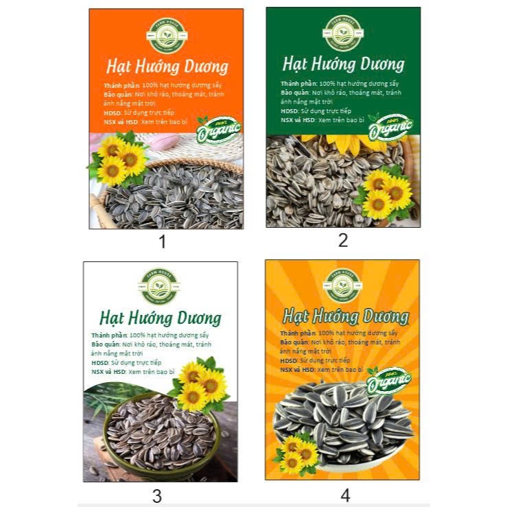 16 tem dán hạt hướng dương 7x10cm, hướng dương vị óc chó, hướng dương  vị dừa, hướng dương vị táo đỏ